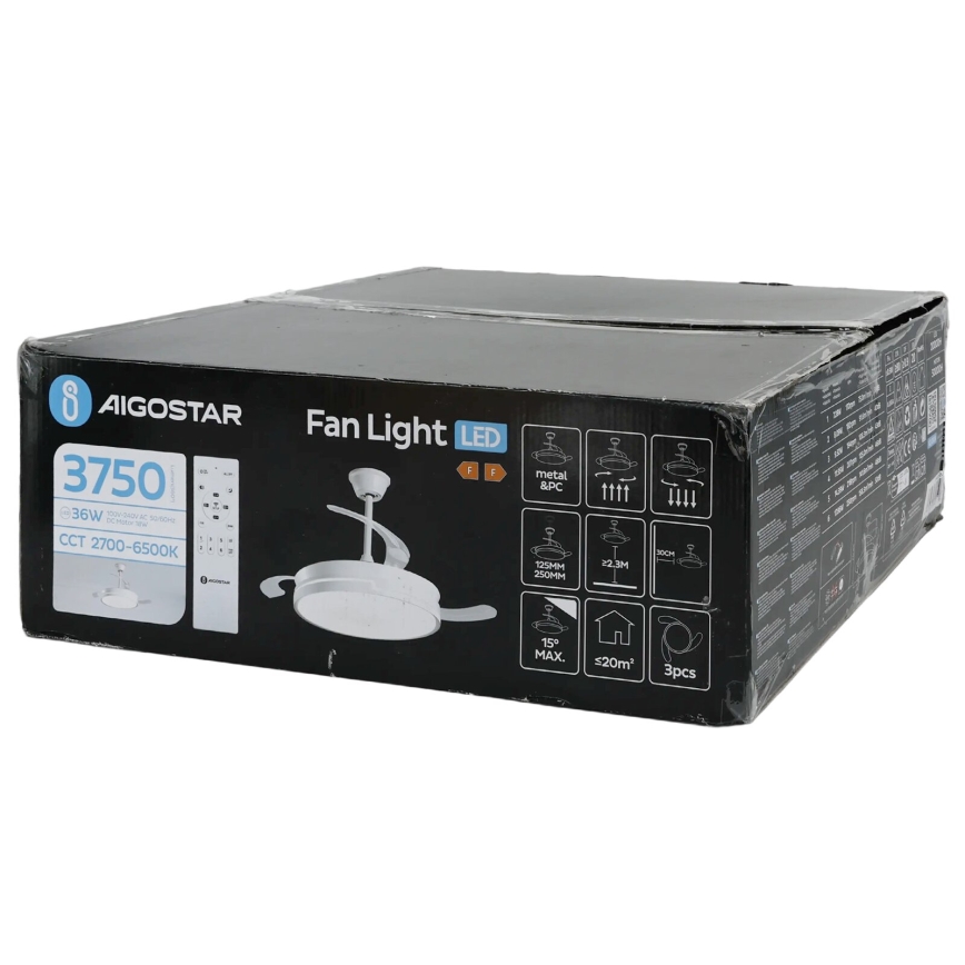 Aigostar - LED Hämardatav laeventilaator LED/36W/230V 2700-6500K d. 107 cm + kaugjuhtimispult valge