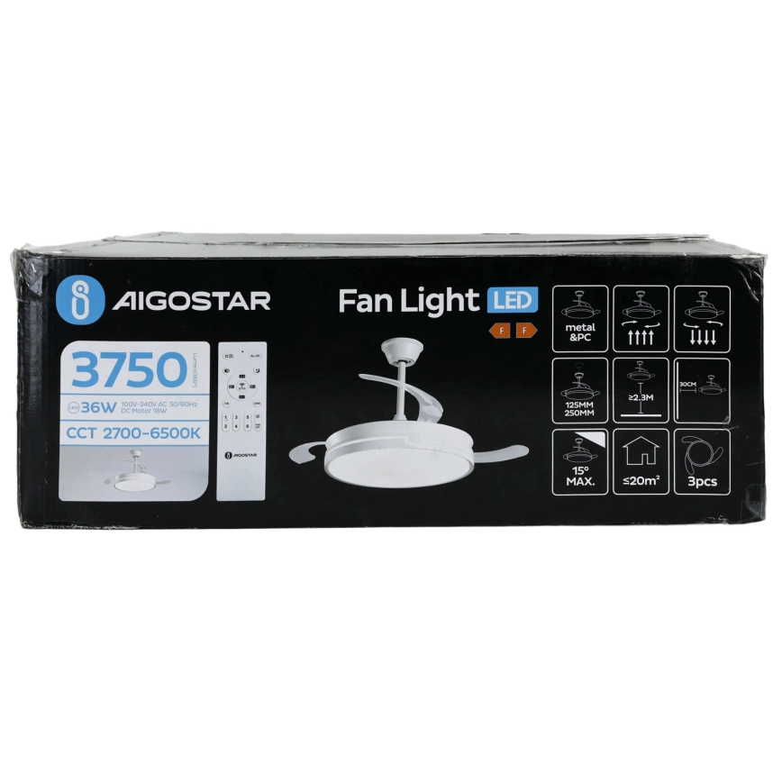 Aigostar - LED Hämardatav laeventilaator LED/36W/230V 2700-6500K d. 107 cm + kaugjuhtimispult valge