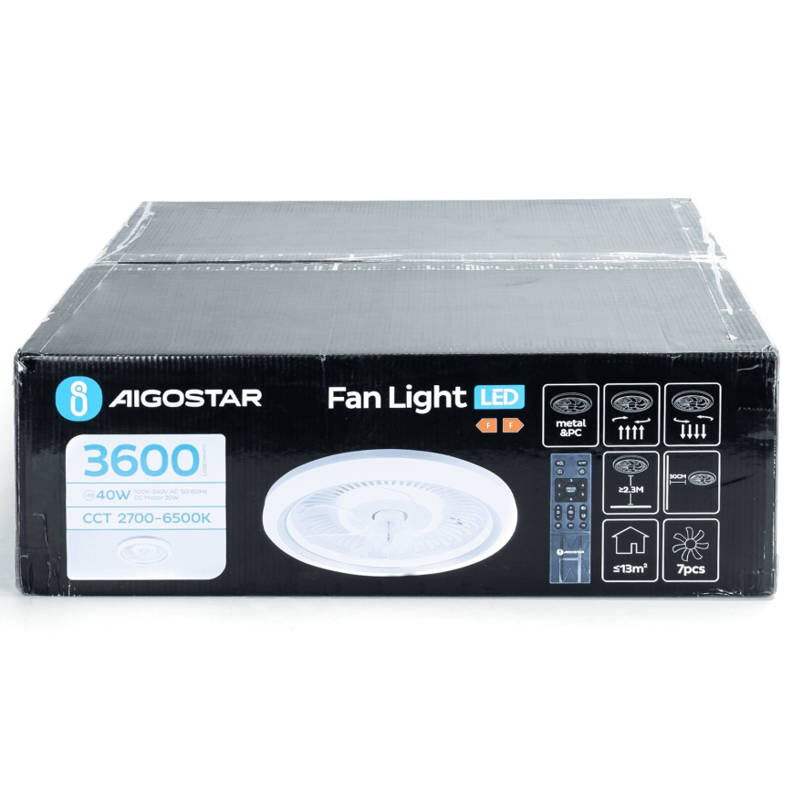 Aigostar - LED Hämardatav laeventilaator LED/40W/230V 2700/4000/6500K d. 50 cm + kaugjuhtimispult valge