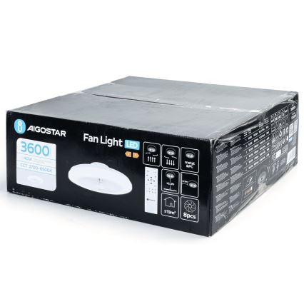 Aigostar - LED Hämardatav laeventilaator LED/40W/230V 2700-6500K d. 48 cm + kaugjuhtimispult valge