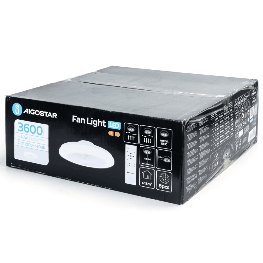 Aigostar - LED Hämardatav laeventilaator LED/40W/230V 2700-6500K d. 48 cm + kaugjuhtimispult valge