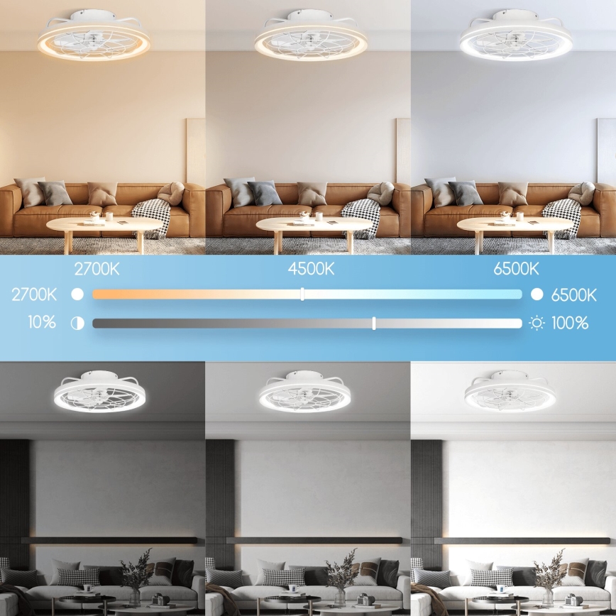 Aigostar - LED Hämardatav laeventilaator LED/40W/230V 2700-6500K d. 48 cm + kaugjuhtimispult valge
