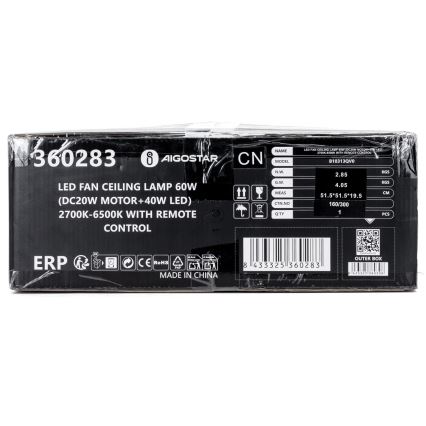 Aigostar - LED Hämardatav laeventilaator LED/40W/230V 2700-6500K d. 48 cm + kaugjuhtimispult valge