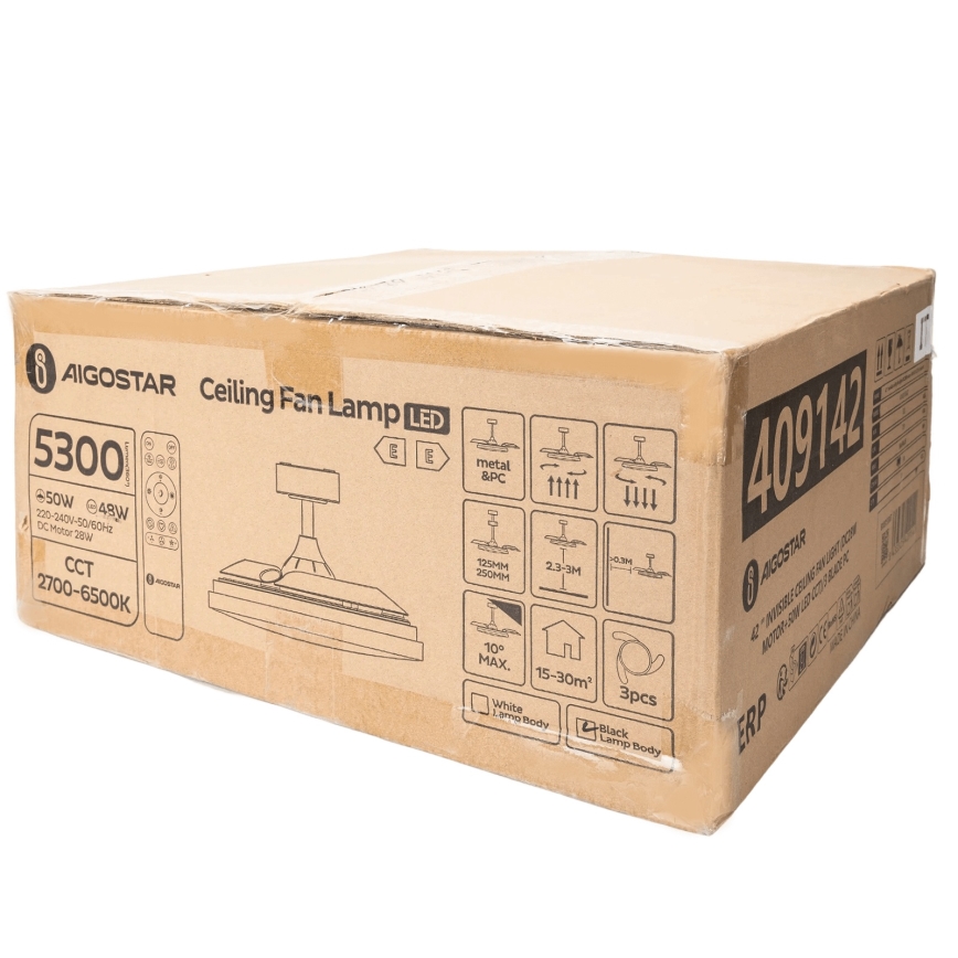 Aigostar - LED Hämardatav laeventilaator LED/50W/230V 2700-6500K 106cm must + kaugjuhtimispult