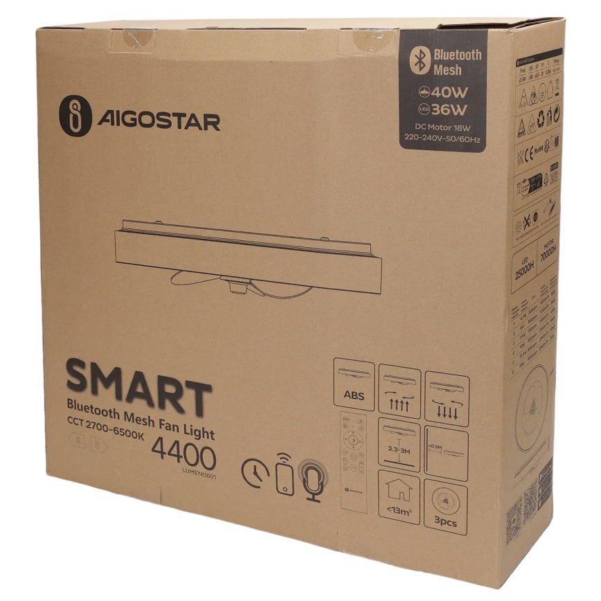 Aigostar - LED Hämardatav laeventilaator valgustiga MESH LED/40W/230V 2700-6500K must + kaugjuhtimispult