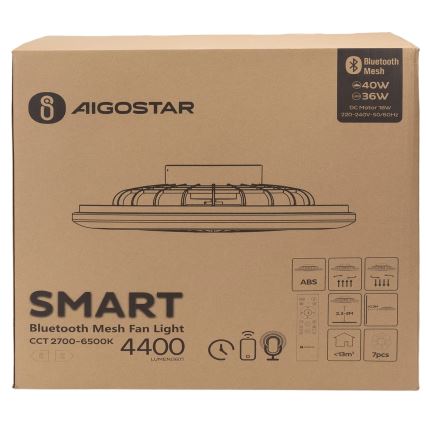 Aigostar - LED Hämardatav laeventilaator valgustiga MESH LED/40W/230V 2700-6500K valge + kaugjuhtimispult