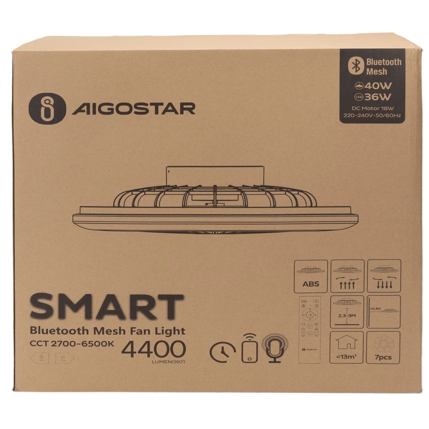 Aigostar - LED Hämardatav laeventilaator valgustiga MESH LED/40W/230V 2700-6500K valge + kaugjuhtimispult