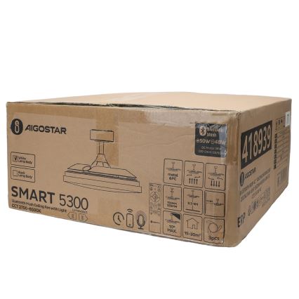 Aigostar - LED Hämardatav laeventilaator valgustiga MESH LED/50W/230V 2700-6500K valge + kaugjuhtimispult