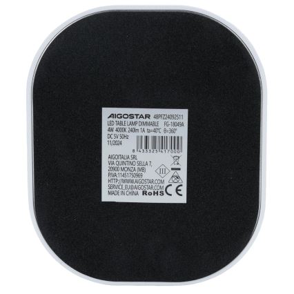 Aigostar - LED Hämardatav laualamp LED/4W/5V 4000K