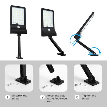 Aigostar - LED Hämardatav päikesepaneeliga lamp anduriga LED/2,3W/5,5V IP65 1800 mAh + kaugjuhtimispult