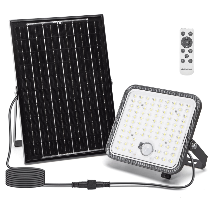 Aigostar - LED Hämardatav päikesepaneeliga prožektor anduriga LED/120W/3,4V 6500K IP66 + kaugjuhtimispult