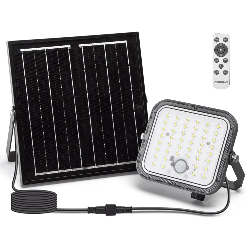 Aigostar - LED Hämardatav päikesepaneeliga prožektor anduriga LED/80W/3,4V 6500K IP66 + kaugjuhtimispult