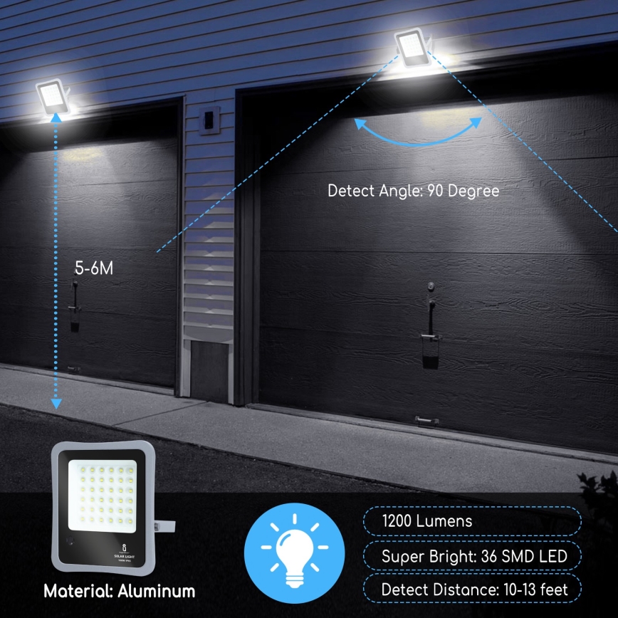Aigostar - LED Hämardatav päikesepaneeliga prožektor LED/100W/3,2V IP65 10000 mAh + pult
