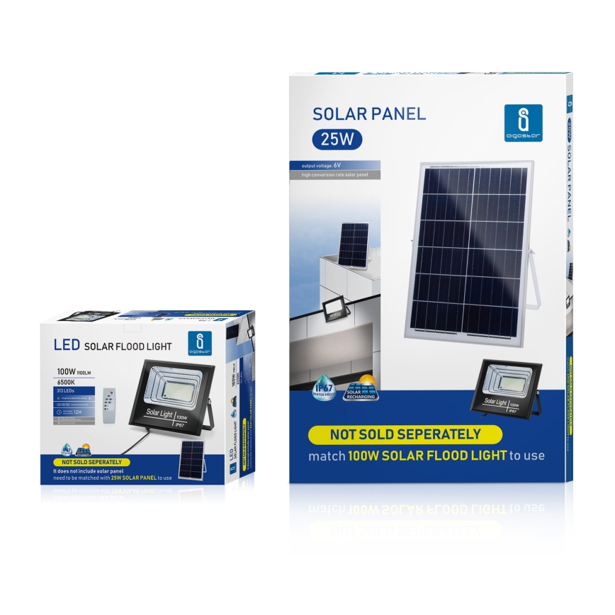 Aigostar - LED Hämardatav päikesepaneeliga prožektor LED/100W/3,2V IP67 2000 mAh + pult