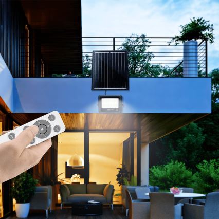 Aigostar - LED Hämardatav päikesepaneeliga prožektor LED/100W/3,4V IP65 + kaugjuhtimispult