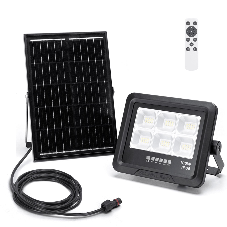 Aigostar - LED Hämardatav päikesepaneeliga prožektor LED/100W/3,4V IP65 + kaugjuhtimispult