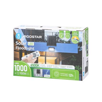 Aigostar - LED Hämardatav päikesepaneeliga prožektor LED/100W/3,4V IP65 + kaugjuhtimispult