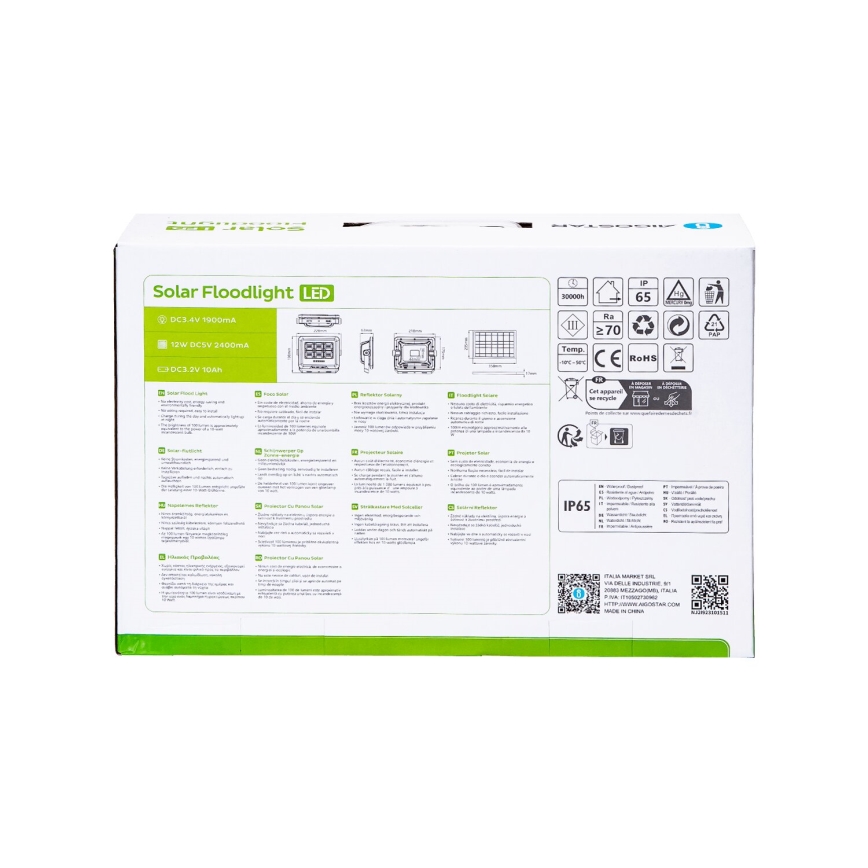 Aigostar - LED Hämardatav päikesepaneeliga prožektor LED/100W/3,4V IP65 + kaugjuhtimispult