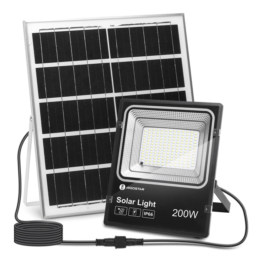 Aigostar - LED Hämardatav päikesepaneeliga prožektor LED/200W/3,2V IP66 + kaugjuhtimispult