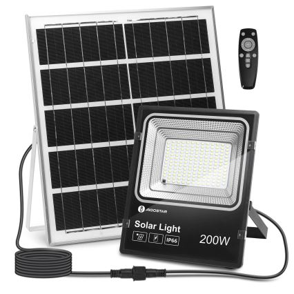 Aigostar - LED Hämardatav päikesepaneeliga prožektor LED/200W/3,2V IP66 + kaugjuhtimispult