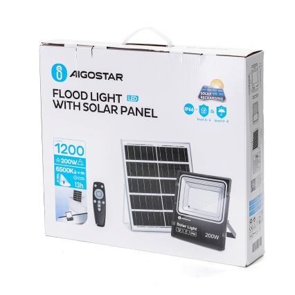 Aigostar - LED Hämardatav päikesepaneeliga prožektor LED/200W/3,2V IP66 + kaugjuhtimispult
