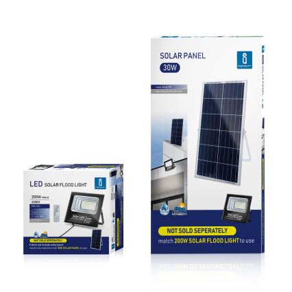 Aigostar - LED Hämardatav päikesepaneeliga prožektor LED/200W/3,2V IP67 + pult