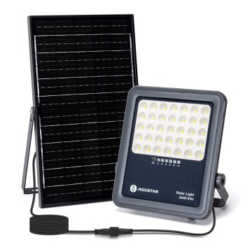 Aigostar - LED Hämardatav päikesepaneeliga prožektor LED/200W/3,4V IP65 + kaugjuhtimispult