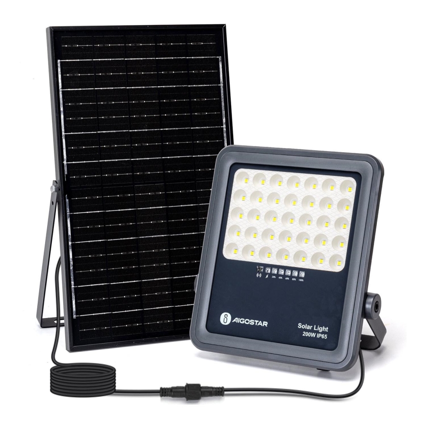 Aigostar - LED Hämardatav päikesepaneeliga prožektor LED/200W/3,4V IP65 + kaugjuhtimispult