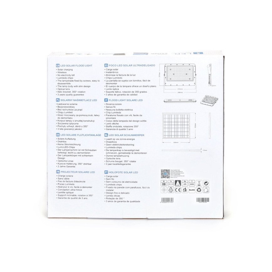 Aigostar - LED Hämardatav päikesepaneeliga prožektor LED/200W/3,4V 20000 mAh IP65 + kaugjuhtimispult