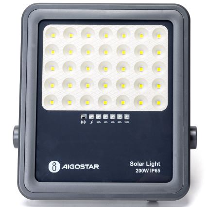 Aigostar - LED Hämardatav päikesepaneeliga prožektor LED/200W/3,4V IP65 + kaugjuhtimispult