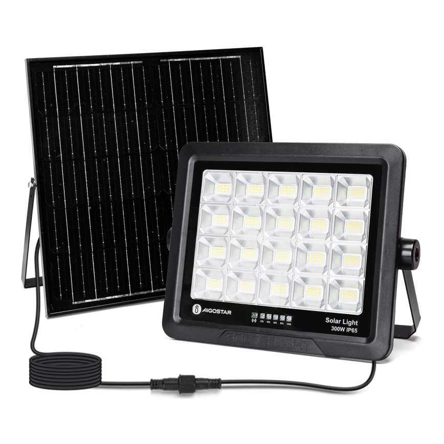 Aigostar - LED Hämardatav päikesepaneeliga prožektor LED/300W/3,4V IP65 + kaugjuhtimispult