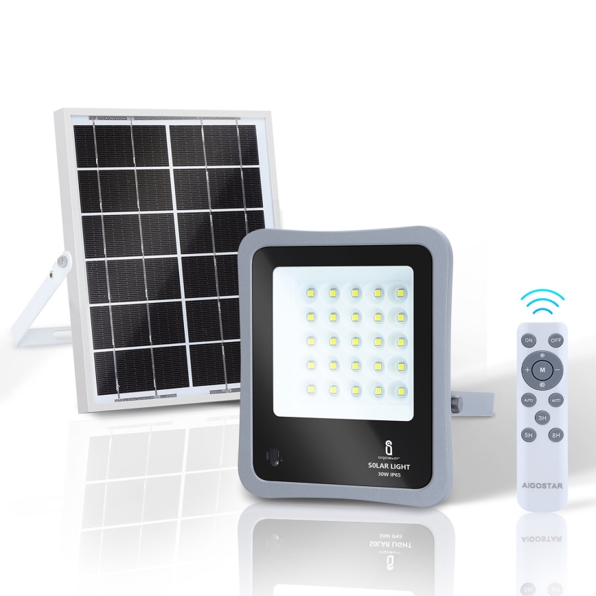 Aigostar - LED Hämardatav päikesepaneeliga prožektor LED/30W/3,2V 20000 mAh IP67 + pult