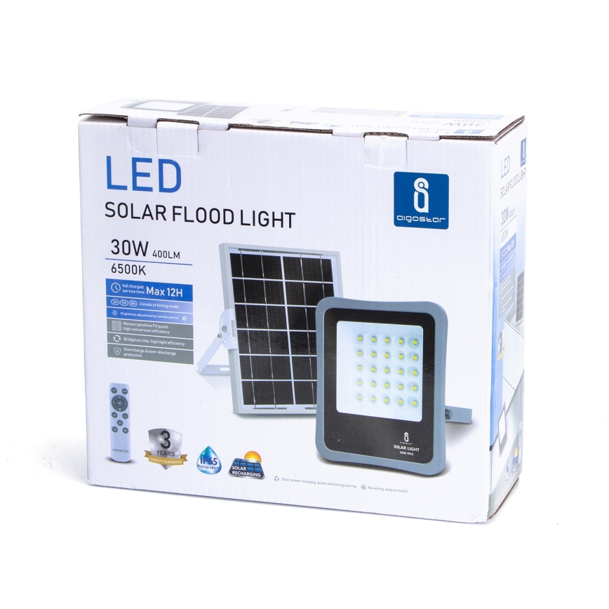Aigostar - LED Hämardatav päikesepaneeliga prožektor LED/30W/3,2V 20000 mAh IP67 + pult