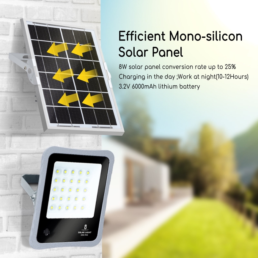 Aigostar - LED Hämardatav päikesepaneeliga prožektor LED/50W/3,2V IP65 6000 mAh + pult