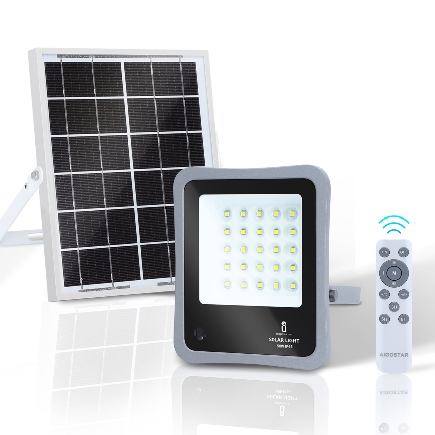 Aigostar - LED Hämardatav päikesepaneeliga prožektor LED/50W/3,2V IP65 6000 mAh + pult