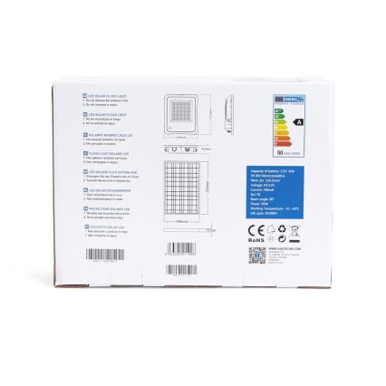 Aigostar - LED Hämardatav päikesepaneeliga prožektor LED/50W/3,2V IP65 6000 mAh + pult
