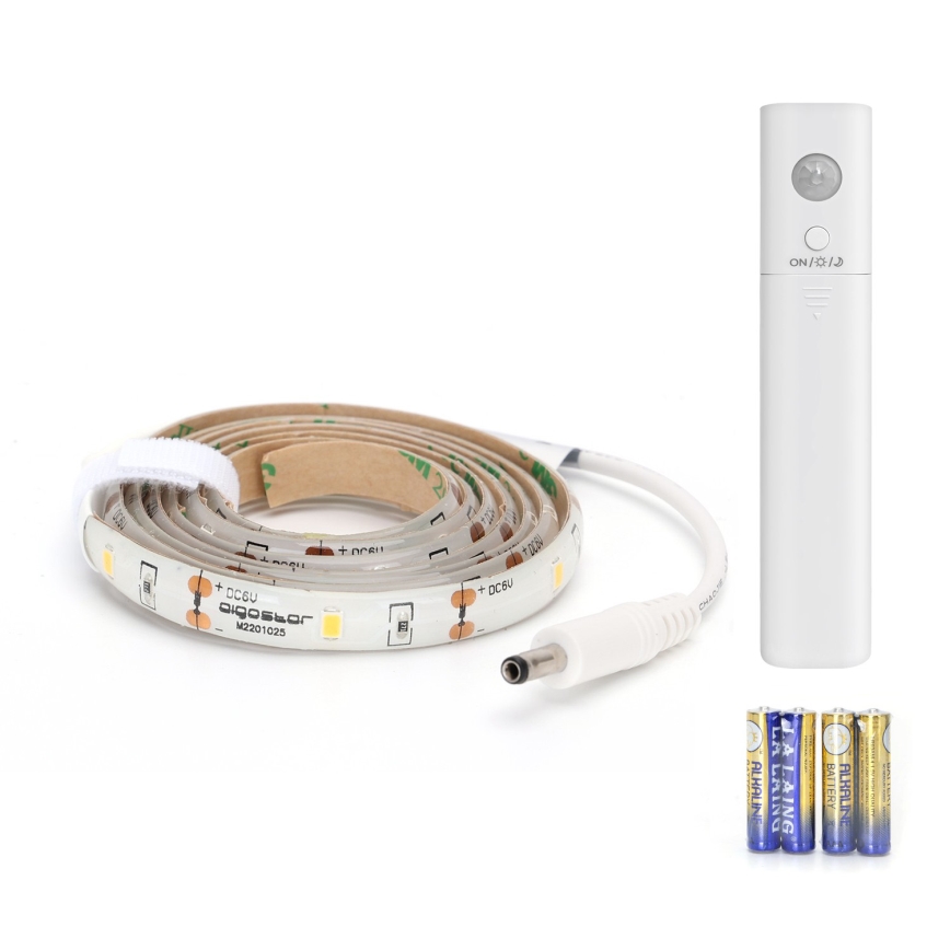 Aigostar - LED Hämardatav riba anduriga 1m LED/2W/4xAAA 3000K IP65