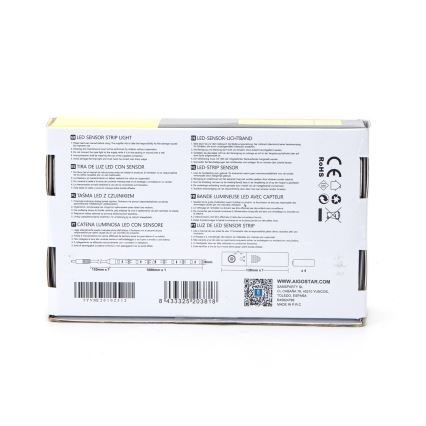 Aigostar - LED Hämardatav riba anduriga 1m LED/2W/4xAAA 3000K IP65