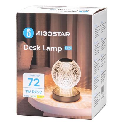 Aigostar - LED Hämardatav laetav laualamp LED/1W/5V 2700/4000/6500K 1800mAh 13,5 cm