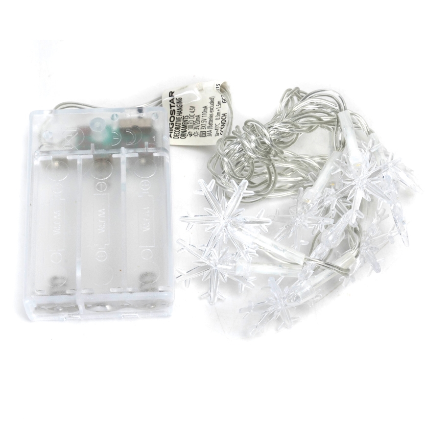 Aigostar - LED jõulivalguskett 10xLED/3xAA 1,5m soe valge lumehelbed