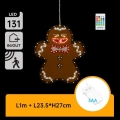 Aigostar - LED jõulukaunistus 131xLED/3xAA IP44 + kaugjuhtimispult, piparkoogikujuline, 27 cm