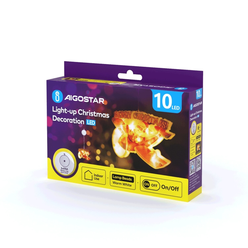 Aigostar - LED Jõulukaunistus LED/3xAAA Jõululennuk 17cm