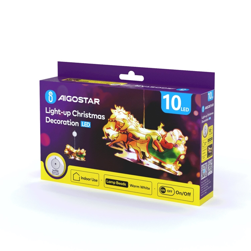 Aigostar - LED Jõulukaunistus LED/3xAAA Jõuluvana põhjapõtradega 13,4cm