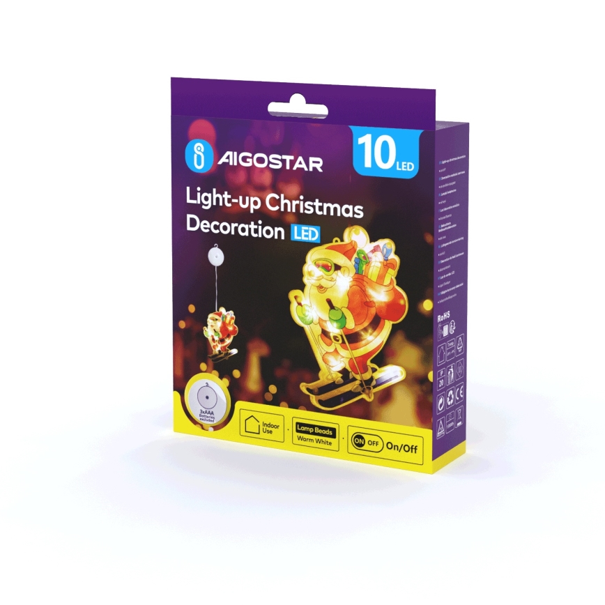 Aigostar - LED Jõulukaunistus LED/3xAAA Jõuluvana suuskadel 23cm