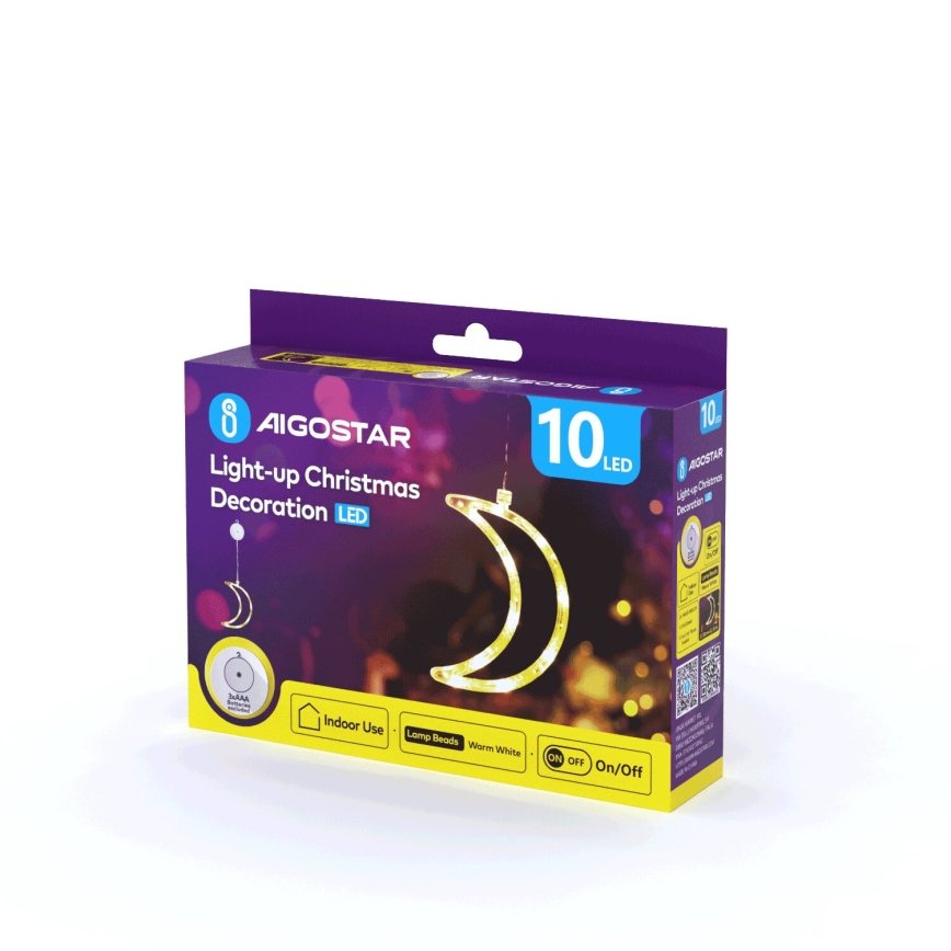 Aigostar - LED Jõulukaunistus LED/3xAAA kuu 18,5cm