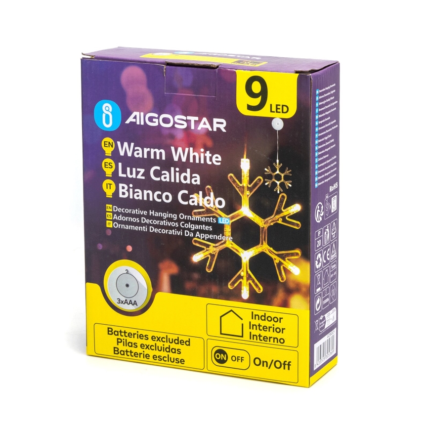 Aigostar - LED Jõulukaunistus LED/3xAAA soe valge lumehelves 19cm