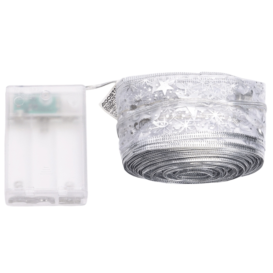 Aigostar - LED jõulukett 100xLED/3xAA 10 m soe valge hõbedane