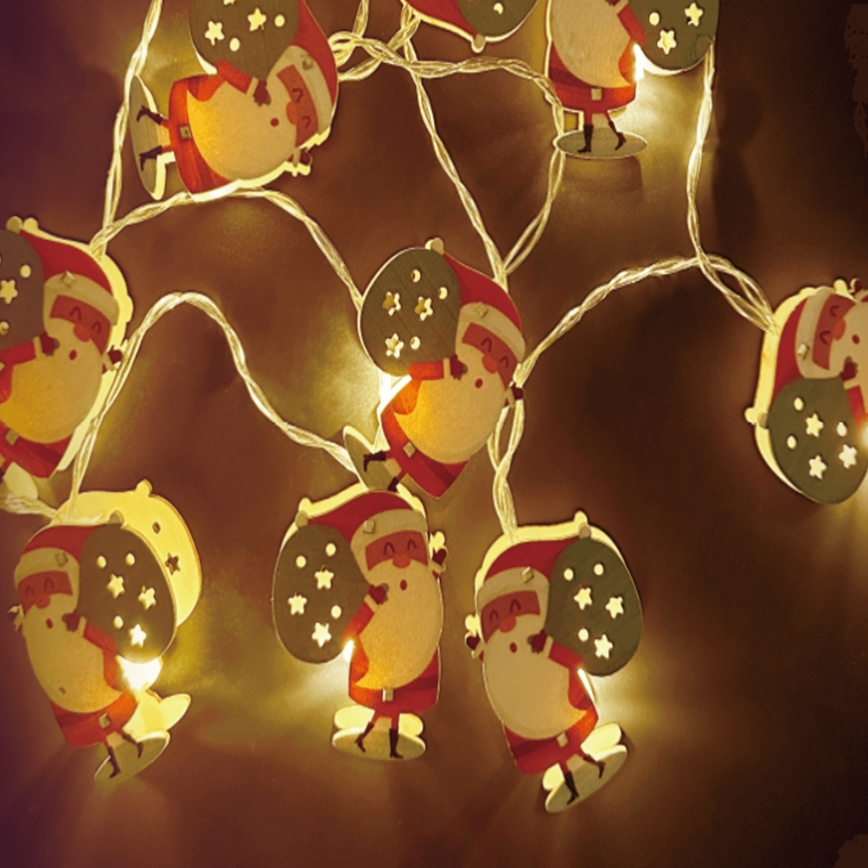 Aigostar - LED jõulukett 10xLED/3xAA 1,5m soe valge Jõuluvana