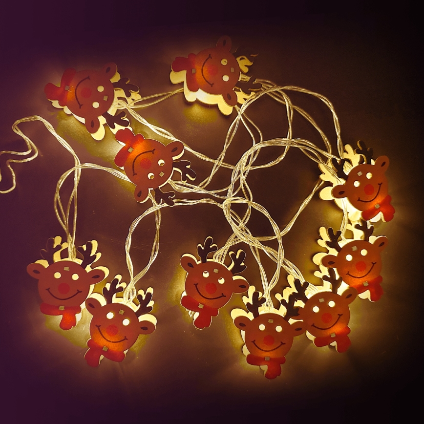 Aigostar - LED jõulukett 10xLED/3xAA 1,5m soe valge põhjapõder