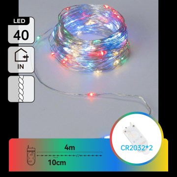 Aigostar - LED jõulukett 40xLED/2x3V 4m mitmevärviline